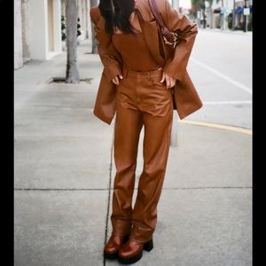 Zara Brown Faux Leather Pants